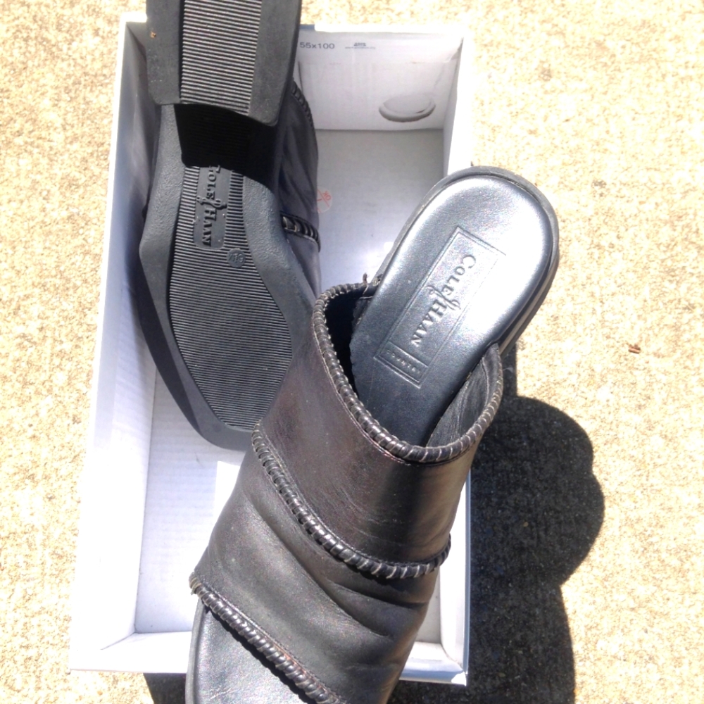 Cole Haan Black Open-Toe Mules, Size 6.5M EUC!